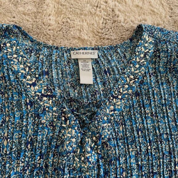 Catherines Women's Plus 2X Easy Fit Short Sleeve V-neck Tunic Top Career Relax - Picture 5 of 9